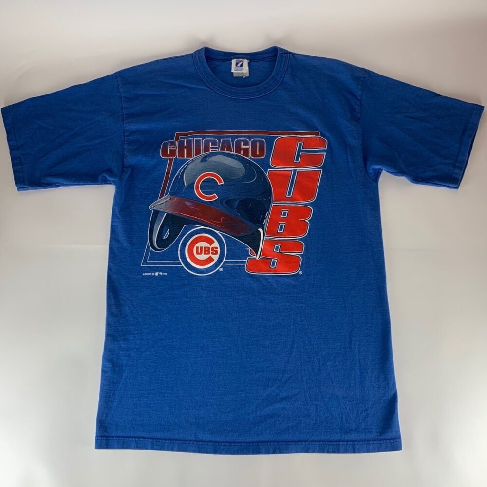 Chicago Cubs MLB Vintage Logo 7 Short Sleeve Single Stitch Shirt Mens Large READ